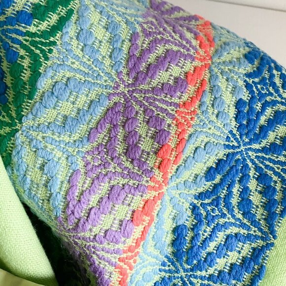 Vintage Lighweigth Wool Light Green Embroidered Ethnic Maxi  Skirt S - Picture 5 of 8